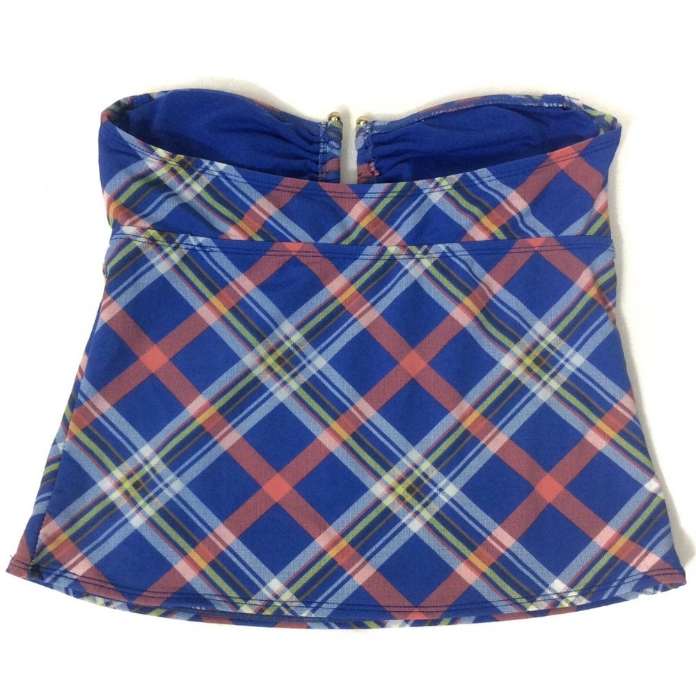 🦋MUDD Tankini Top Deep V Plaid Bathing Suit Top S - Picture 2 of 5